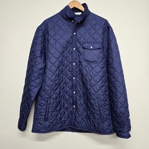 Criquet Quilted Snap Front Jacket Mens XL Navy Blue Preppy Lightweight Classic